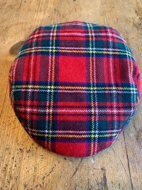 Wool Red Tartan Plaid Newsboy Cap